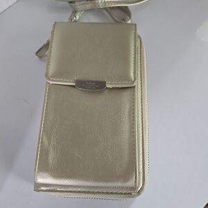Gold Metallic Prettyzys Wallet Phone Shoulder Bag